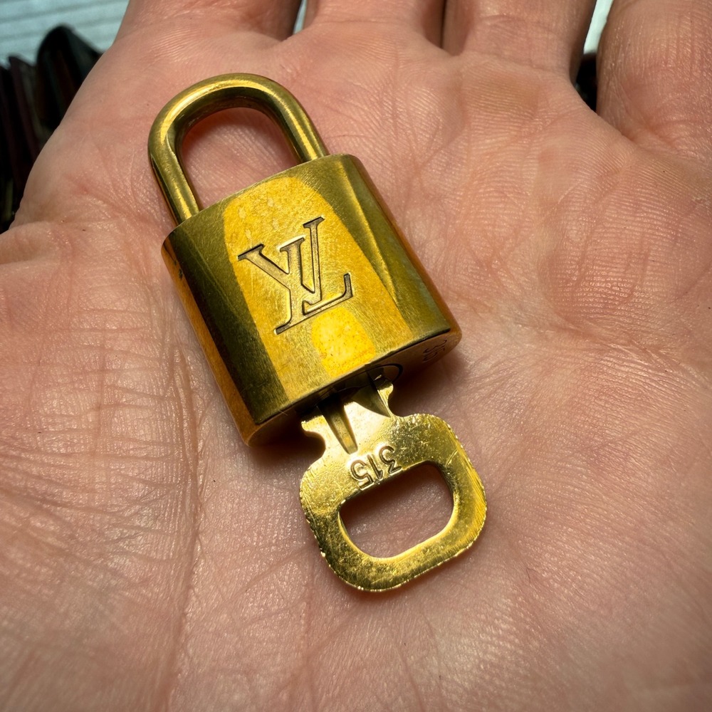 Authentic Louis Vuitton Brass Padlock & Key #315- Brilliant Gold Charm / Pendant